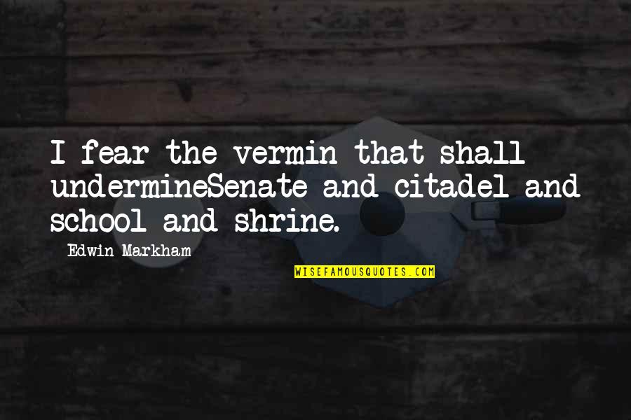 Rouelle Designs Quotes By Edwin Markham: I fear the vermin that shall undermineSenate and