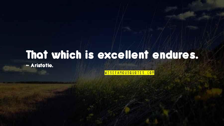 Rough Hewn Quotes By Aristotle.: That which is excellent endures.