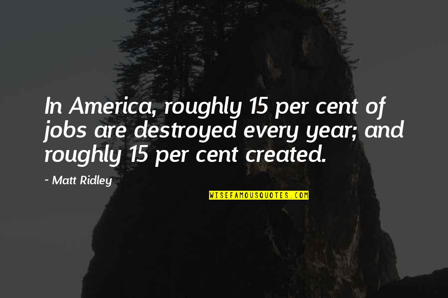 Roughly Quotes By Matt Ridley: In America, roughly 15 per cent of jobs