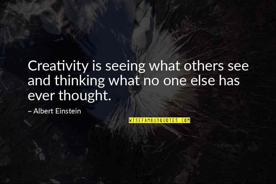 Roughness Symbol Quotes By Albert Einstein: Creativity is seeing what others see and thinking