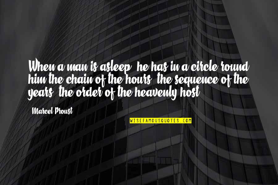 Round Quotes By Marcel Proust: When a man is asleep, he has in
