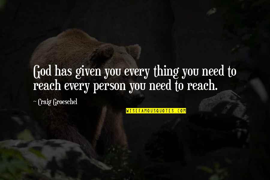 Roundhouse Trains Quotes By Craig Groeschel: God has given you every thing you need