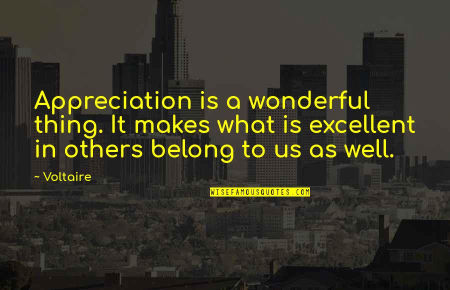 Rousing Tribute Quotes By Voltaire: Appreciation is a wonderful thing. It makes what