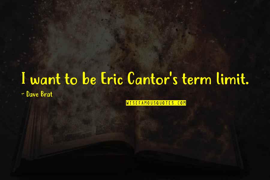 Rovnak Family Books Quotes By Dave Brat: I want to be Eric Cantor's term limit.