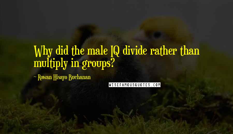 Rowan Hisayo Buchanan quotes: Why did the male IQ divide rather than multiply in groups?