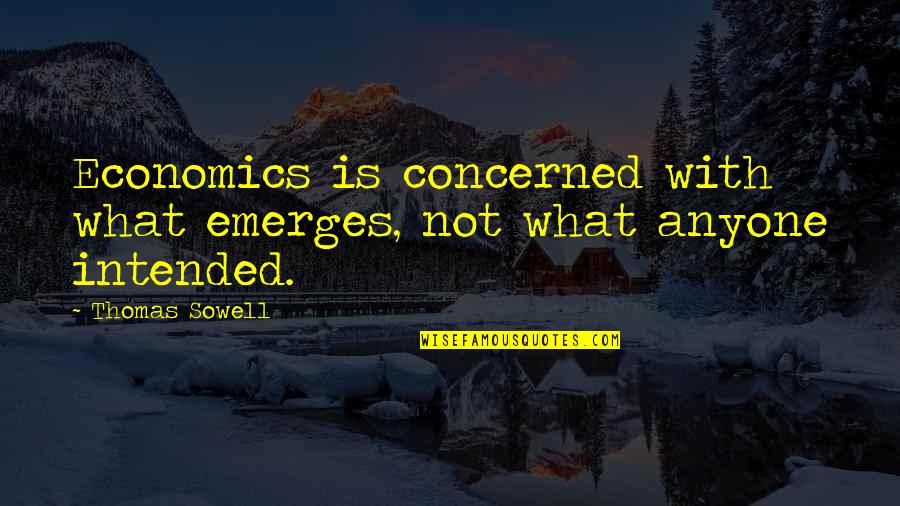 Rowdiness Synonym Quotes By Thomas Sowell: Economics is concerned with what emerges, not what