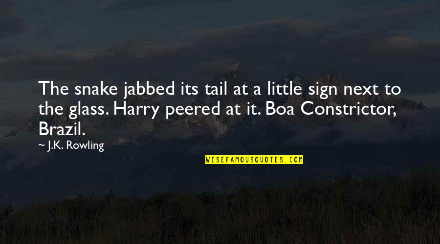 Rowling Quotes By J.K. Rowling: The snake jabbed its tail at a little