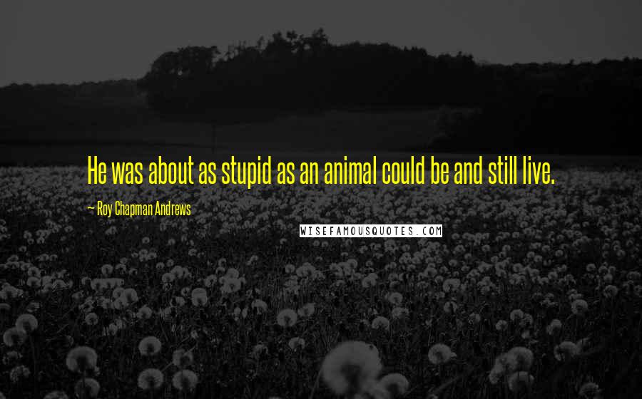 Roy Chapman Andrews quotes: He was about as stupid as an animal could be and still live.