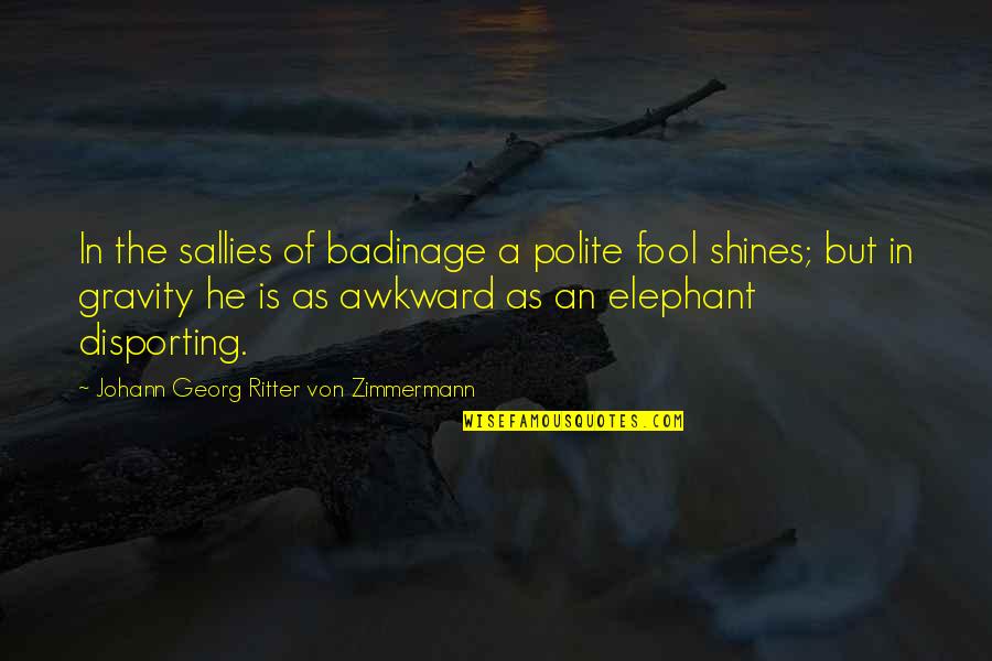 Roy Disney Values Quotes By Johann Georg Ritter Von Zimmermann: In the sallies of badinage a polite fool Roy Disney Values Quotes By Johann Georg Ritter Von Zimmermann: In the sallies of badinage a polite fool