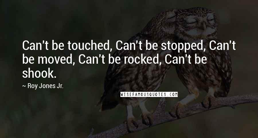 Roy Jones Jr. quotes: Can't be touched, Can't be stopped, Can't be moved, Can't be rocked, Can't be shook.