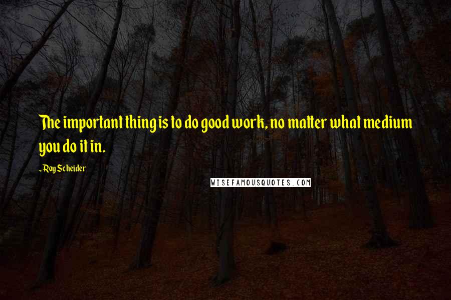 Roy Scheider quotes: The important thing is to do good work, no matter what medium you do it in.