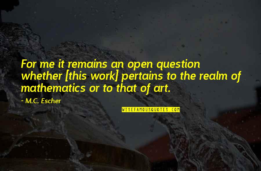 Roy This Boys Life Quotes By M.C. Escher: For me it remains an open question whether