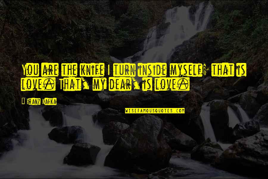 Roy Williams Funny Quotes By Franz Kafka: You are the knife I turn inside myself;