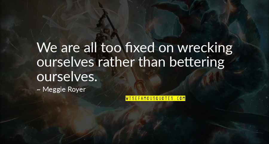 Royer Quotes By Meggie Royer: We are all too fixed on wrecking ourselves
