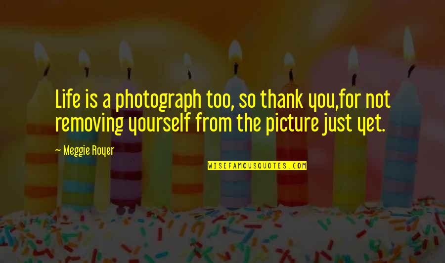 Royer Quotes By Meggie Royer: Life is a photograph too, so thank you,for Royer Quotes By Meggie Royer: Life is a photograph too, so thank you,for