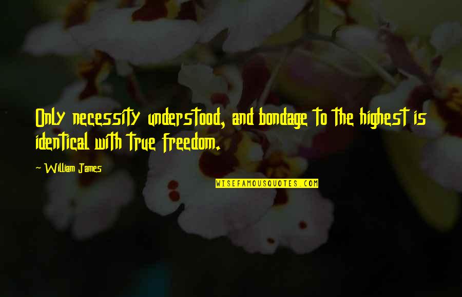 Rozakis George Quotes By William James: Only necessity understood, and bondage to the highest Rozakis George Quotes By William James: Only necessity understood, and bondage to the highest