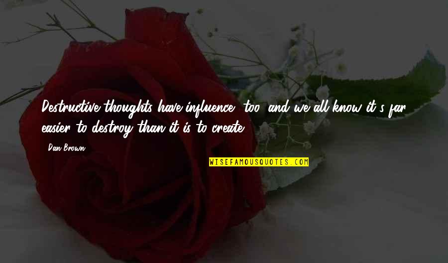 Ruanas Quotes By Dan Brown: Destructive thoughts have influence, too, and we all Ruanas Quotes By Dan Brown: Destructive thoughts have influence, too, and we all