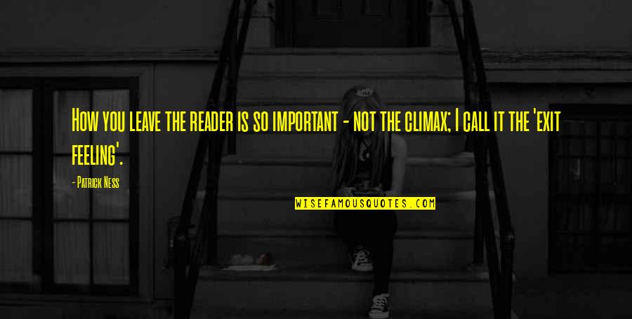 Rubaum Ent Quotes By Patrick Ness: How you leave the reader is so important