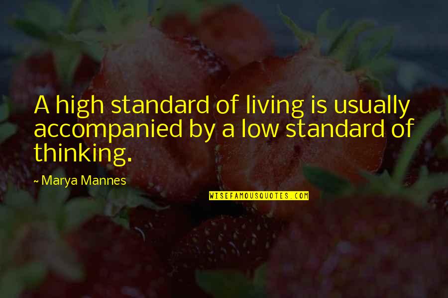 Rubber Stamping Quotes By Marya Mannes: A high standard of living is usually accompanied