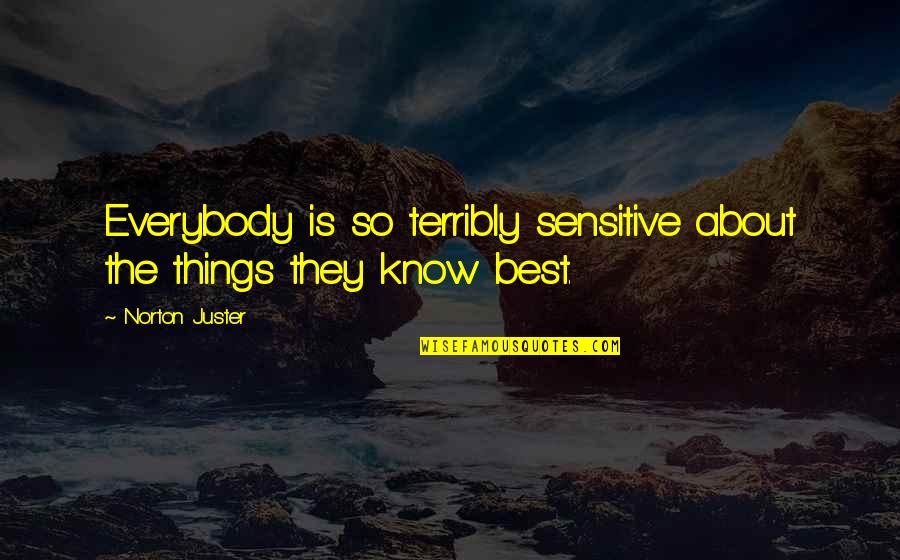 Rubbings Quotes By Norton Juster: Everybody is so terribly sensitive about the things