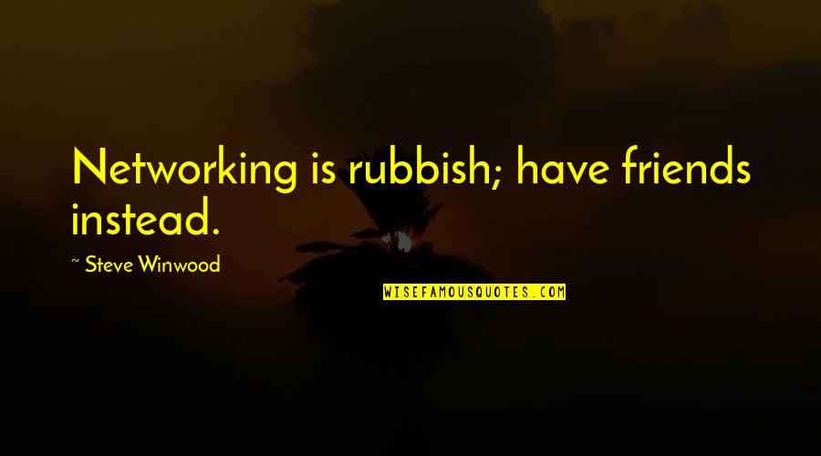 Rubbish Friends Quotes By Steve Winwood: Networking is rubbish; have friends instead.