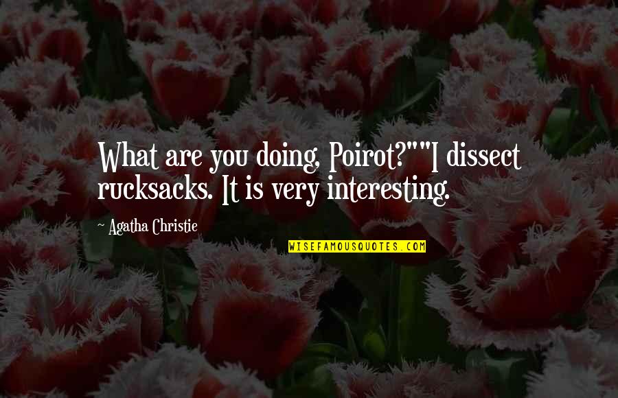 Rucksacks Quotes By Agatha Christie: What are you doing, Poirot?""I dissect rucksacks. It