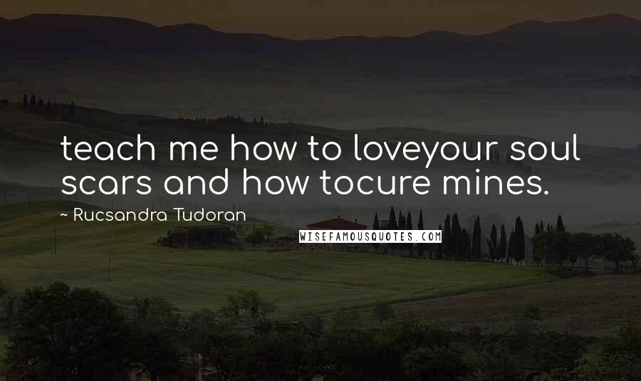 Rucsandra Tudoran quotes: teach me how to loveyour soul scars and how tocure mines.