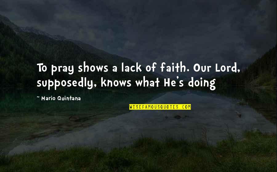 Rude Comments Quotes By Mario Quintana: To pray shows a lack of faith. Our