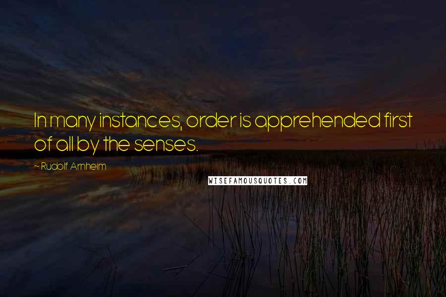 Rudolf Arnheim quotes: In many instances, order is apprehended first of all by the senses.