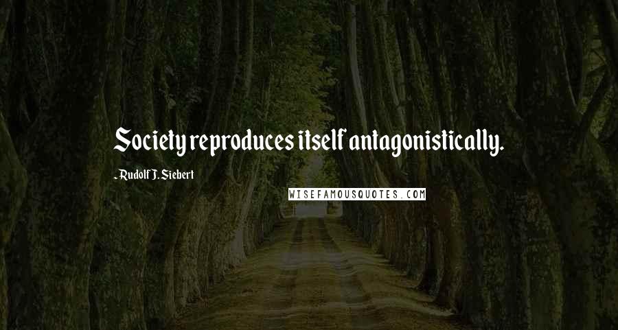 Rudolf J. Siebert quotes: Society reproduces itself antagonistically.