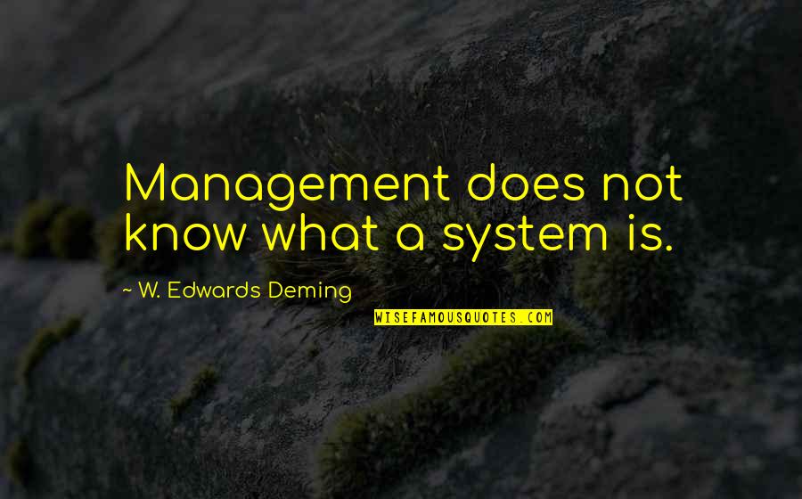 Rudy And Liesel's Relationship Quotes By W. Edwards Deming: Management does not know what a system is.