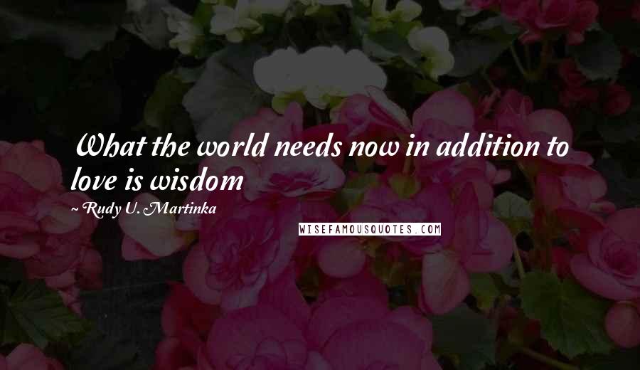 Rudy U. Martinka quotes: What the world needs now in addition to love is wisdom