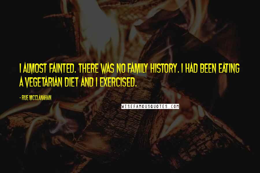 Rue McClanahan quotes: I almost fainted. There was no family history. I had been eating a vegetarian diet and I exercised.