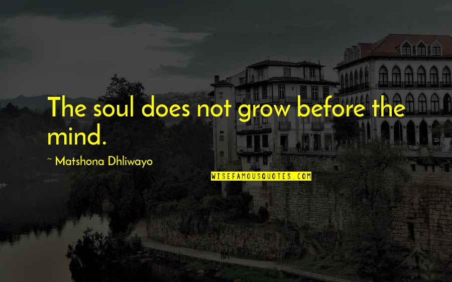 Ruedel Quotes By Matshona Dhliwayo: The soul does not grow before the mind.