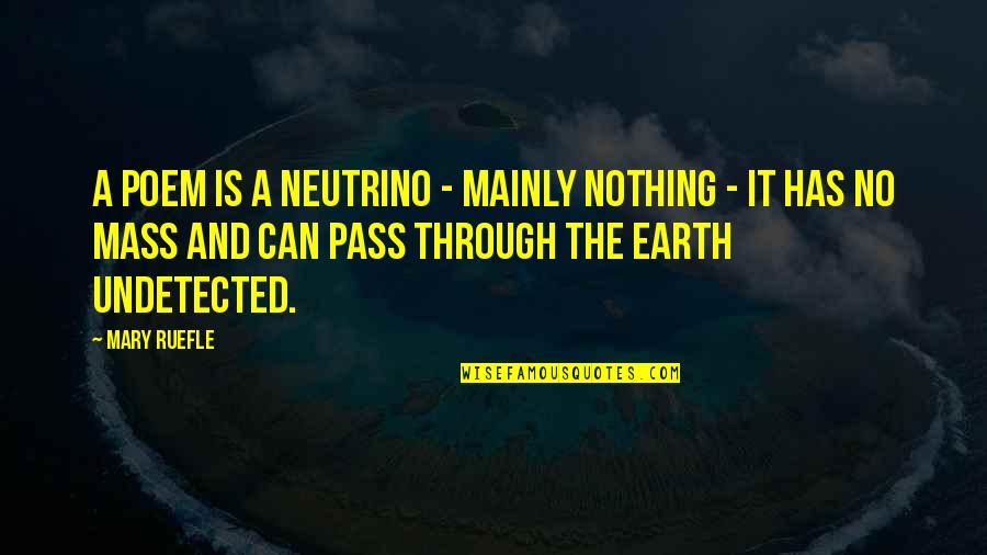 Ruefle Quotes By Mary Ruefle: A poem is a neutrino - mainly nothing Ruefle Quotes By Mary Ruefle: A poem is a neutrino - mainly nothing