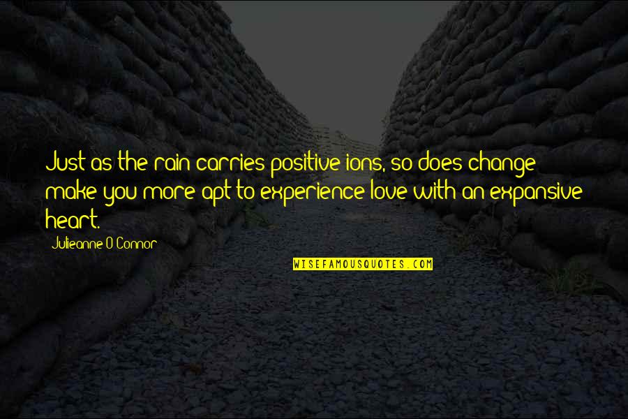 Ruegger Rl Quotes By Julieanne O'Connor: Just as the rain carries positive ions, so Ruegger Rl Quotes By Julieanne O'Connor: Just as the rain carries positive ions, so