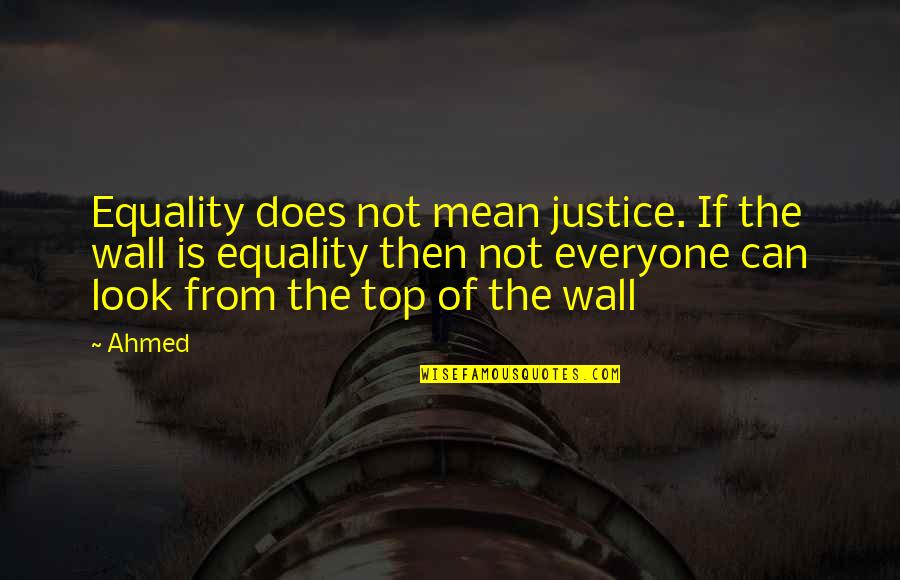 Ruexner Quotes By Ahmed: Equality does not mean justice. If the wall