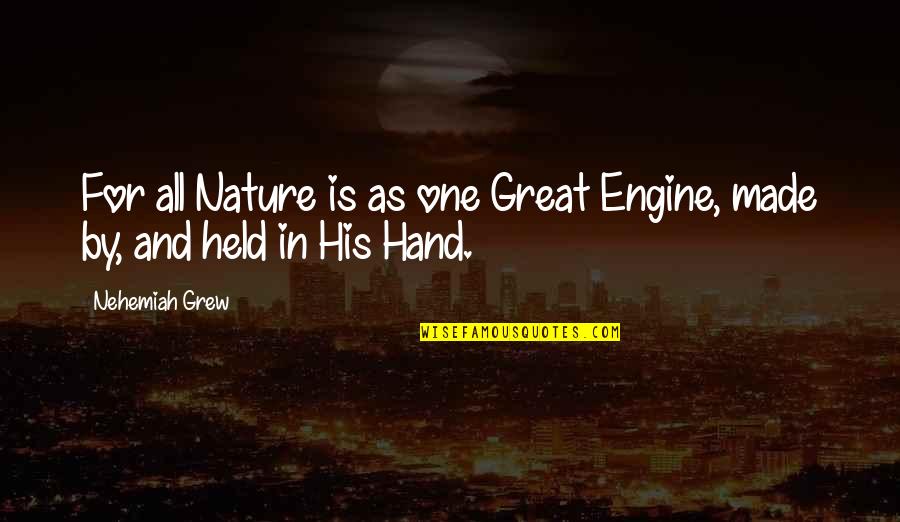 Ruffierova Quotes By Nehemiah Grew: For all Nature is as one Great Engine,