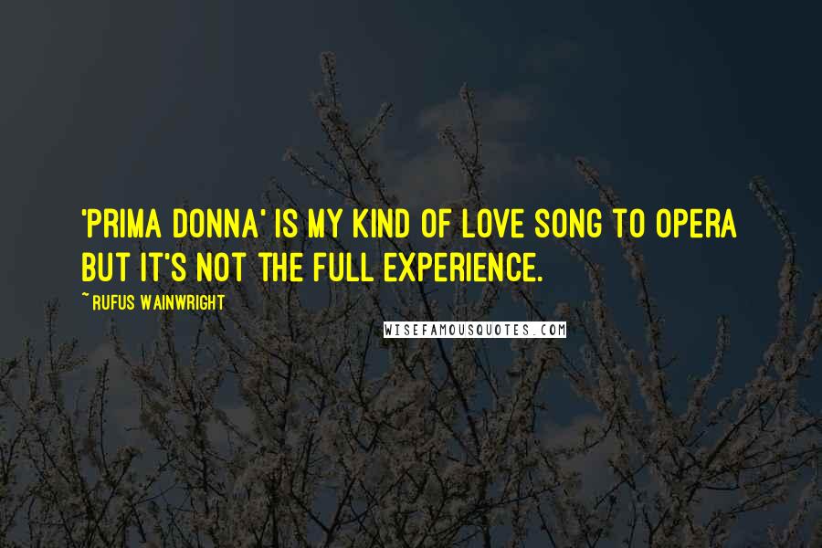 Rufus Wainwright quotes: 'Prima Donna' is my kind of love song to opera but it's not the full experience.