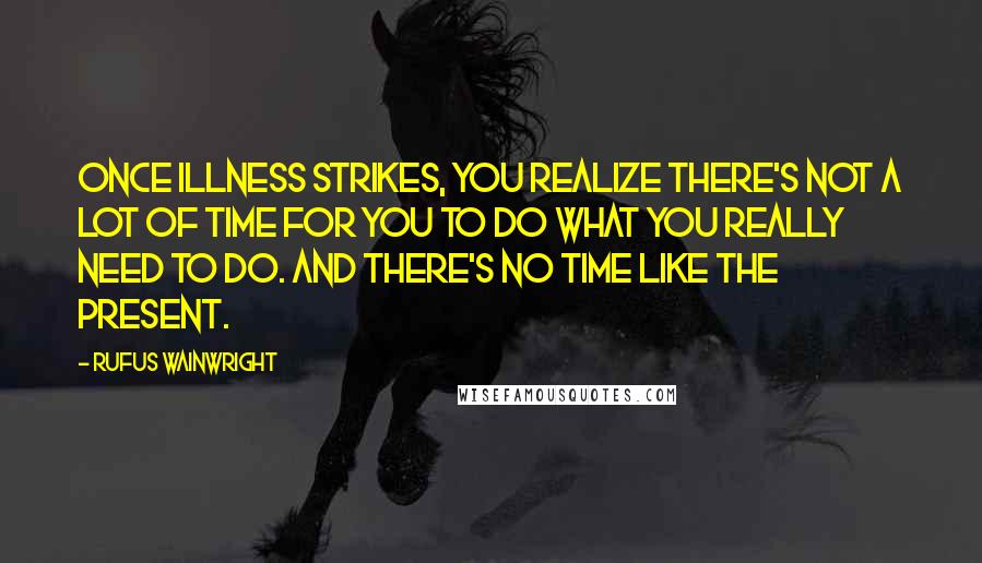 Rufus Wainwright quotes: Once illness strikes, you realize there's not a lot of time for you to do what you really need to do. And there's no time like the present.