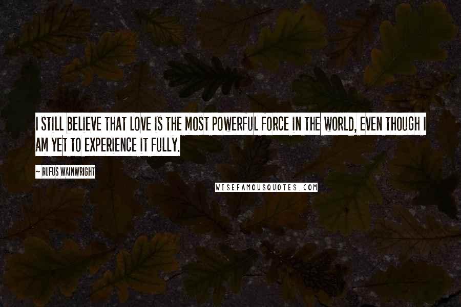 Rufus Wainwright quotes: I still believe that love is the most powerful force in the world, even though I am yet to experience it fully.