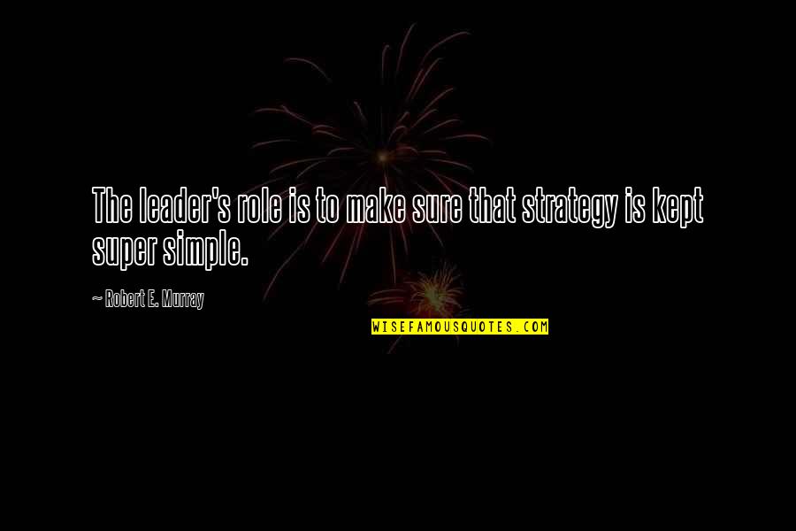 Ruhumuriza Cyprien Quotes By Robert E. Murray: The leader's role is to make sure that Ruhumuriza Cyprien Quotes By Robert E. Murray: The leader's role is to make sure that