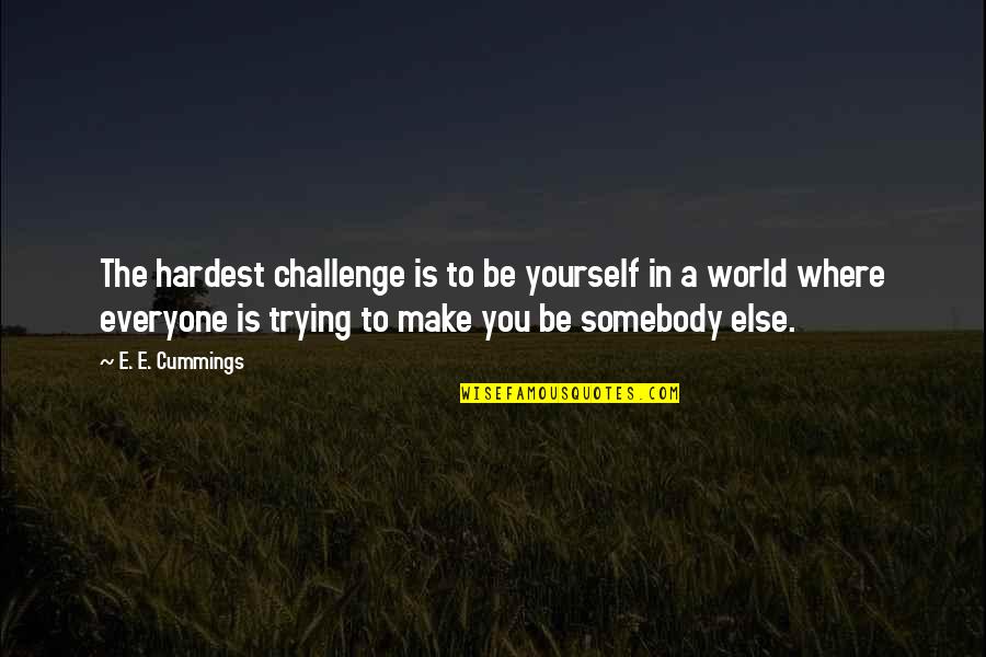 Ruination Day April Quotes By E. E. Cummings: The hardest challenge is to be yourself in Ruination Day April Quotes By E. E. Cummings: The hardest challenge is to be yourself in