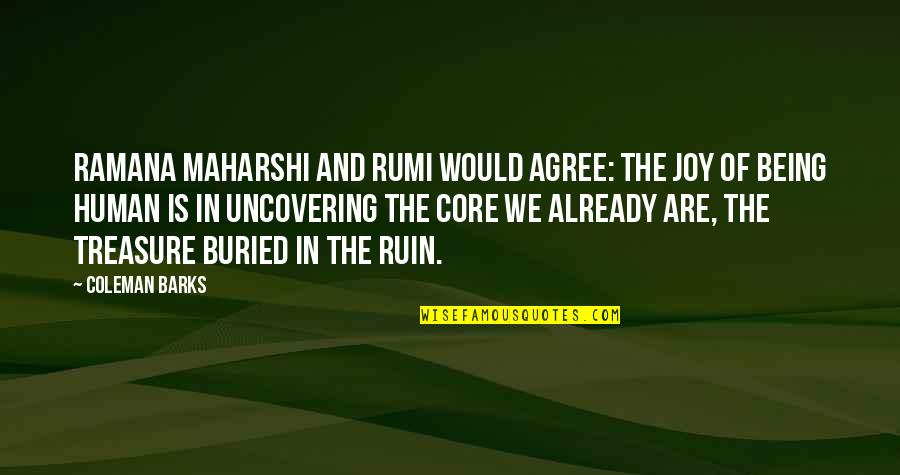 Ruin'd Quotes By Coleman Barks: Ramana Maharshi and Rumi would agree: the joy