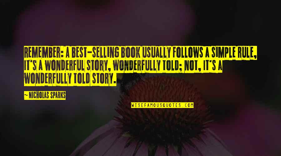 Rule Book Quotes By Nicholas Sparks: Remember: A best-selling book usually follows a simple