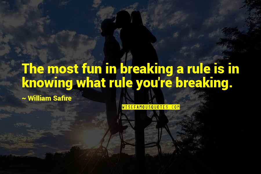 Rule Breaking Quotes By William Safire: The most fun in breaking a rule is
