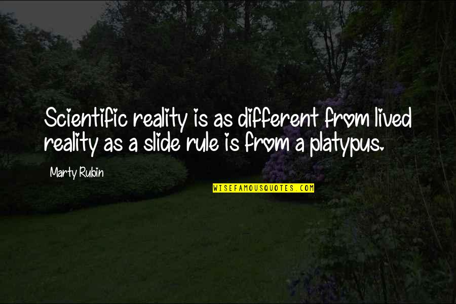 Rule Life Quotes By Marty Rubin: Scientific reality is as different from lived reality Rule Life Quotes By Marty Rubin: Scientific reality is as different from lived reality