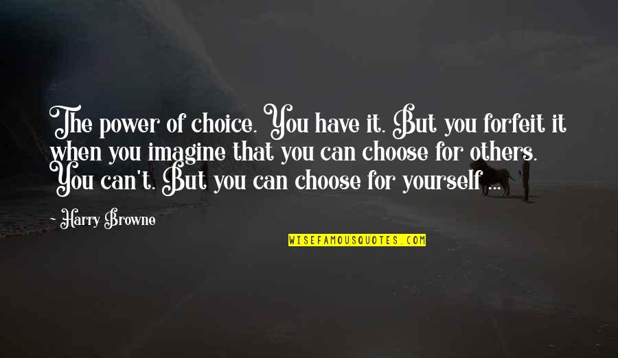 Rules And Discipline Quotes By Harry Browne: The power of choice. You have it. But