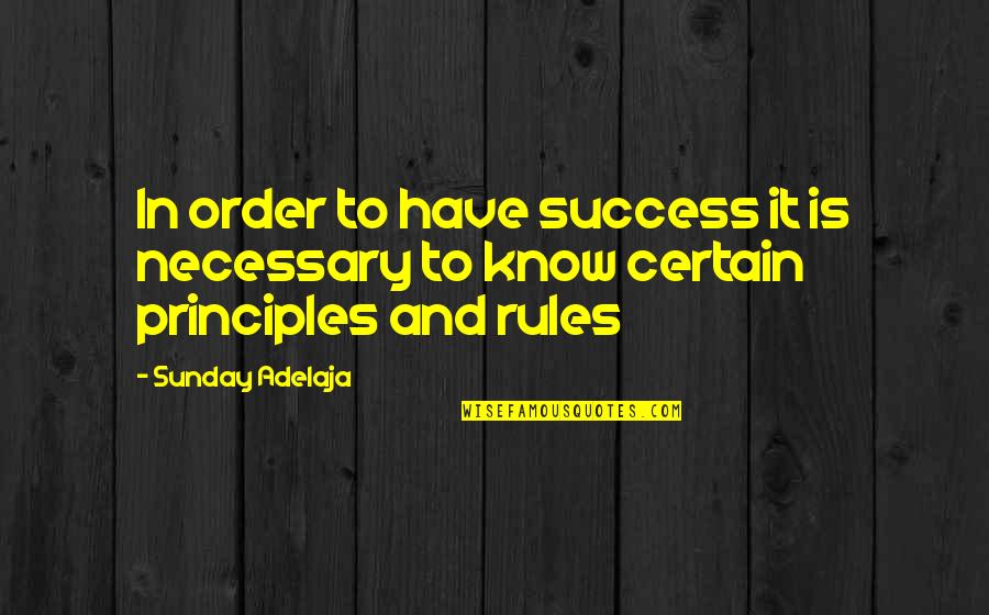 Rules And Order Quotes By Sunday Adelaja: In order to have success it is necessary