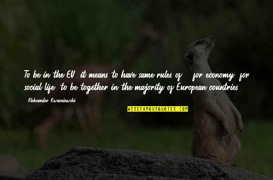 Rules For Life Quotes By Aleksander Kwasniewski: To be in the EU, it means to
